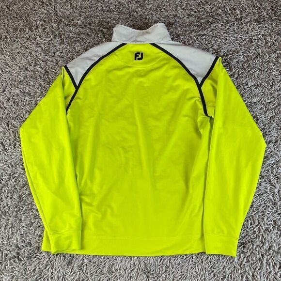 Footjoy Quarter Zip Sweater Mens Medium M Green Golf Stretch Performance Striped - Picture 9 of 12